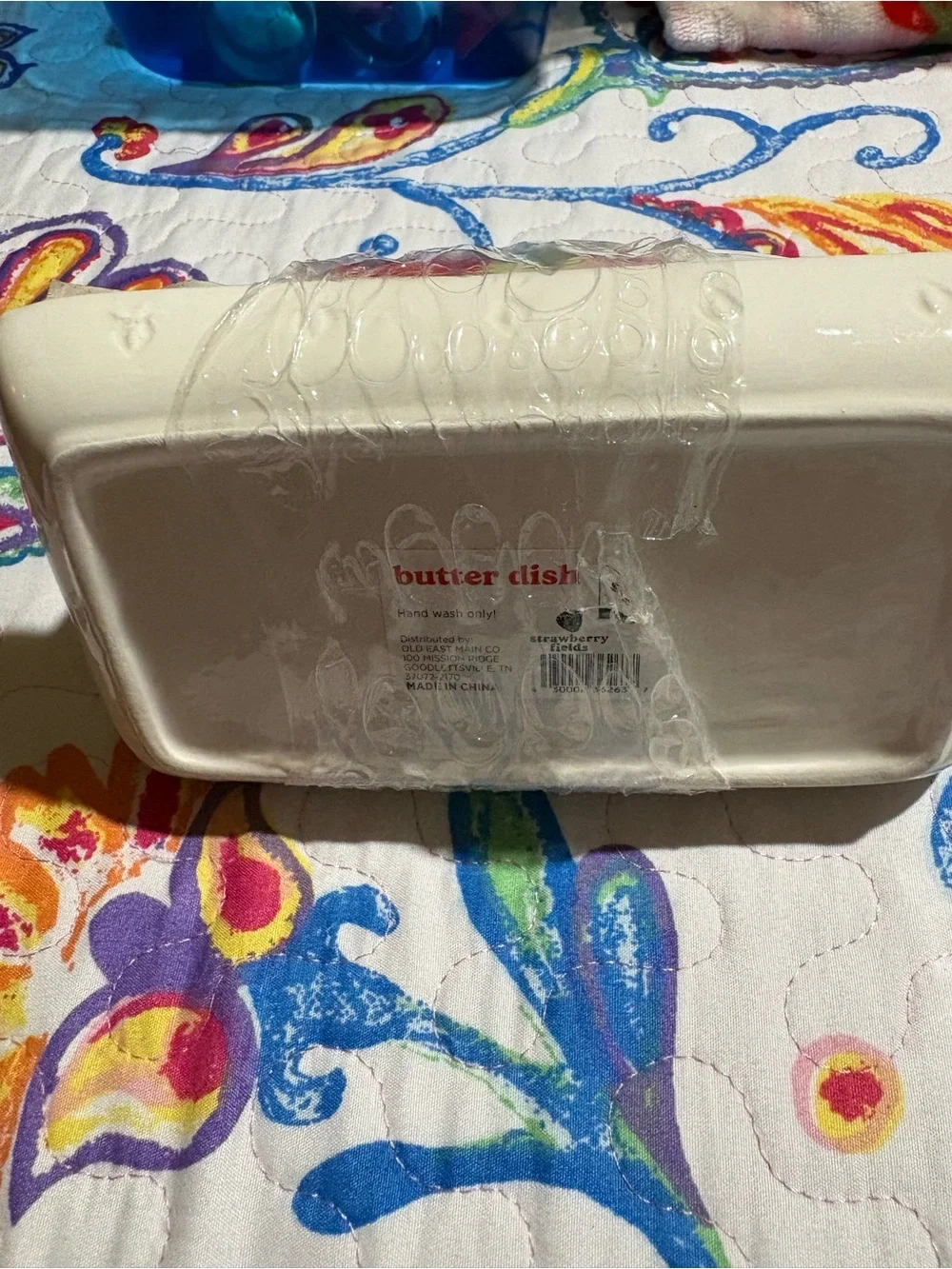 Strawberry Ceramic Butter Dish with Red Knob - Classic Kitchen Storage